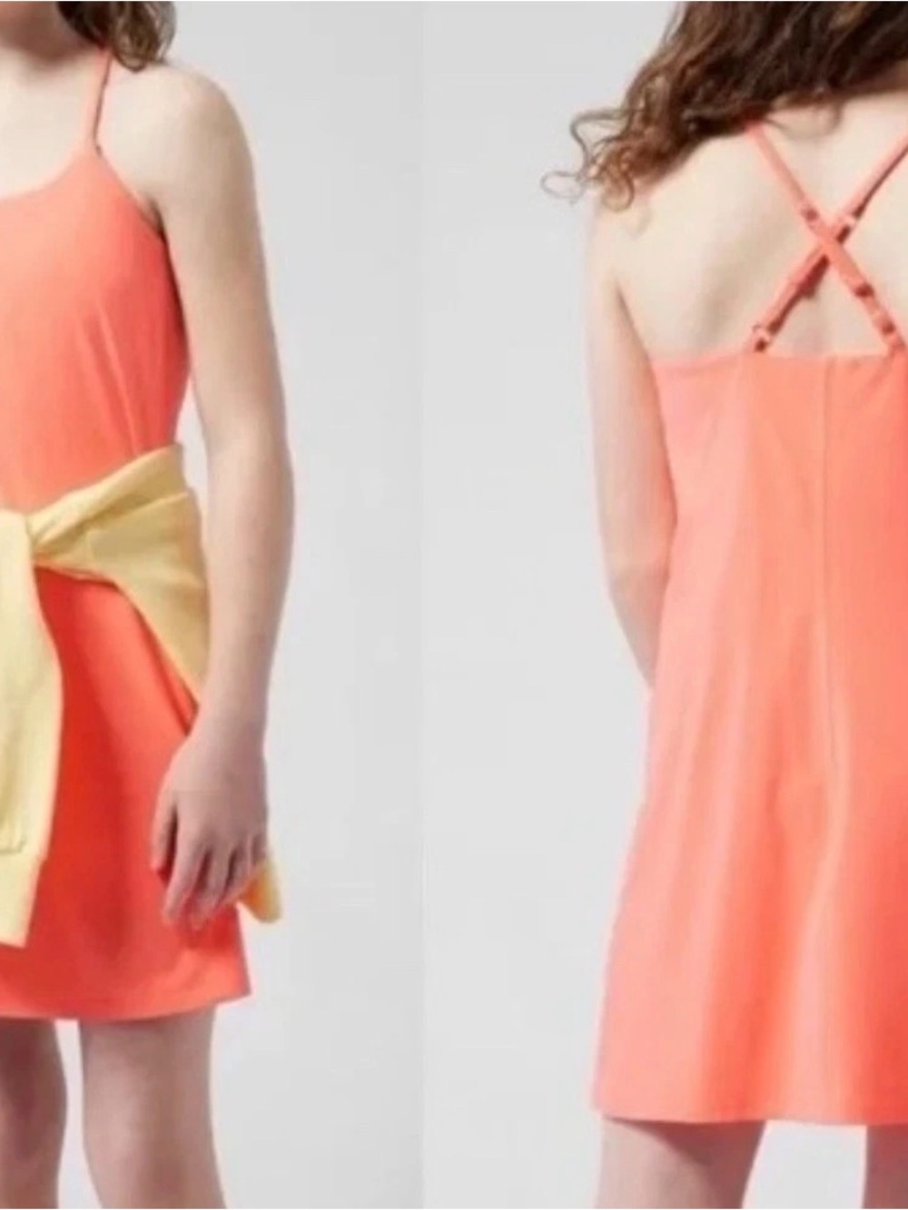 Athleta Girls Doin the Most Coral Athletic Dress with built in bra and shorts 2X
